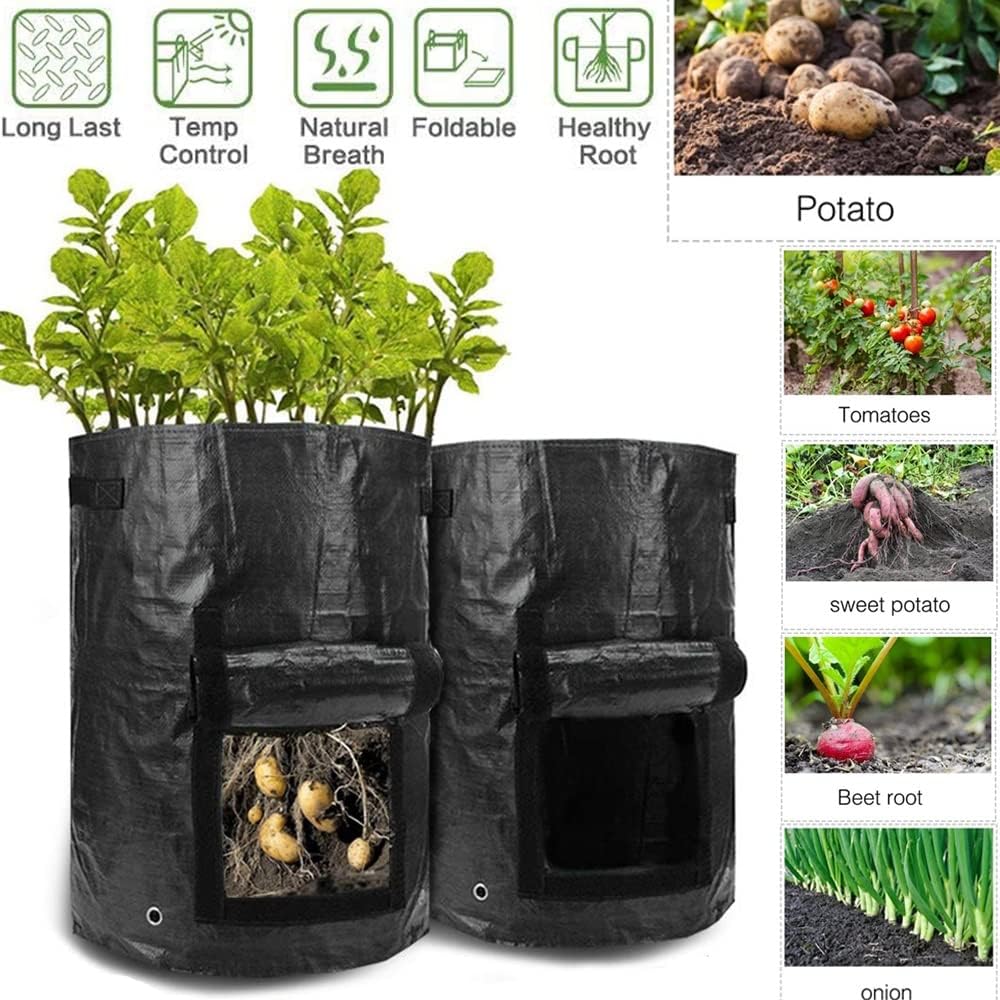 Plant Grow Bags Home Garden Potato Pot Greenhouse Vegetable Growing Bags Moisturizing Jardin Vertical Garden Bag Seedling (Size : 7 US Gallon 30x35CM) (7 US Gallon 30x35CM)