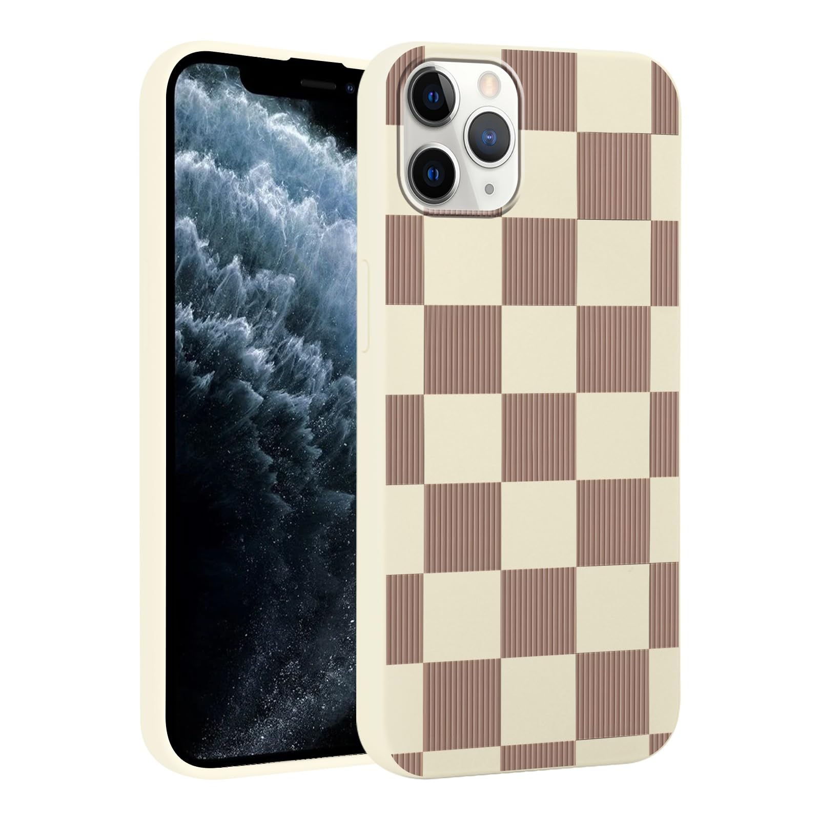 Phoona Funda para iPhone 11 Pro 5.8", Grille Beige Aesthetic Dibujos Diseño Suave TPU Ultrafina Silicone Cover Antigolpes Anti-Arañazos Bumper Protección de Cámara Case para Mujer