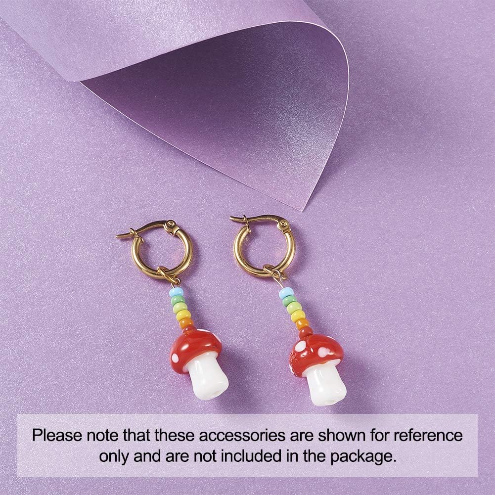 Craftdady 25pcs Handmade Lampwork Glass Mushroom Spacer Loose Beads 12x16mm for Jewelry Making, Hole: 2.5mm - Image 7