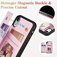 Vista 394 de UEEBAI Funda tipo cartera para iPhone 15 Pro Max con tarjetero, cubierta de cuero PU con soporte, bloqueo RFID, doble cierre magnético, relieve