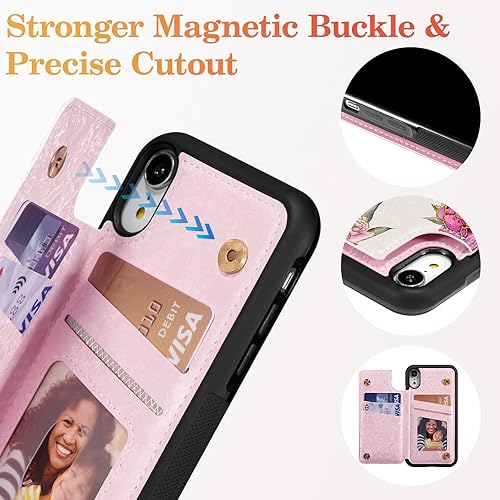 Miniatura 394 de UEEBAI Funda tipo cartera para iPhone 15 Pro Max con tarjetero, cubierta de cuero PU con soporte, bloqueo RFID, doble cierre magnético, relieve de