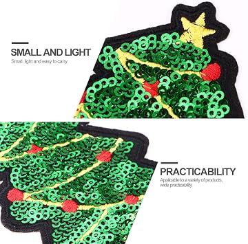 ARTIBETTER 10pcs Christmas Iron-on Patch Appliques Sequins Christmas Tree Embroidered Patches Xmas Needlecraft Sewing Crafts