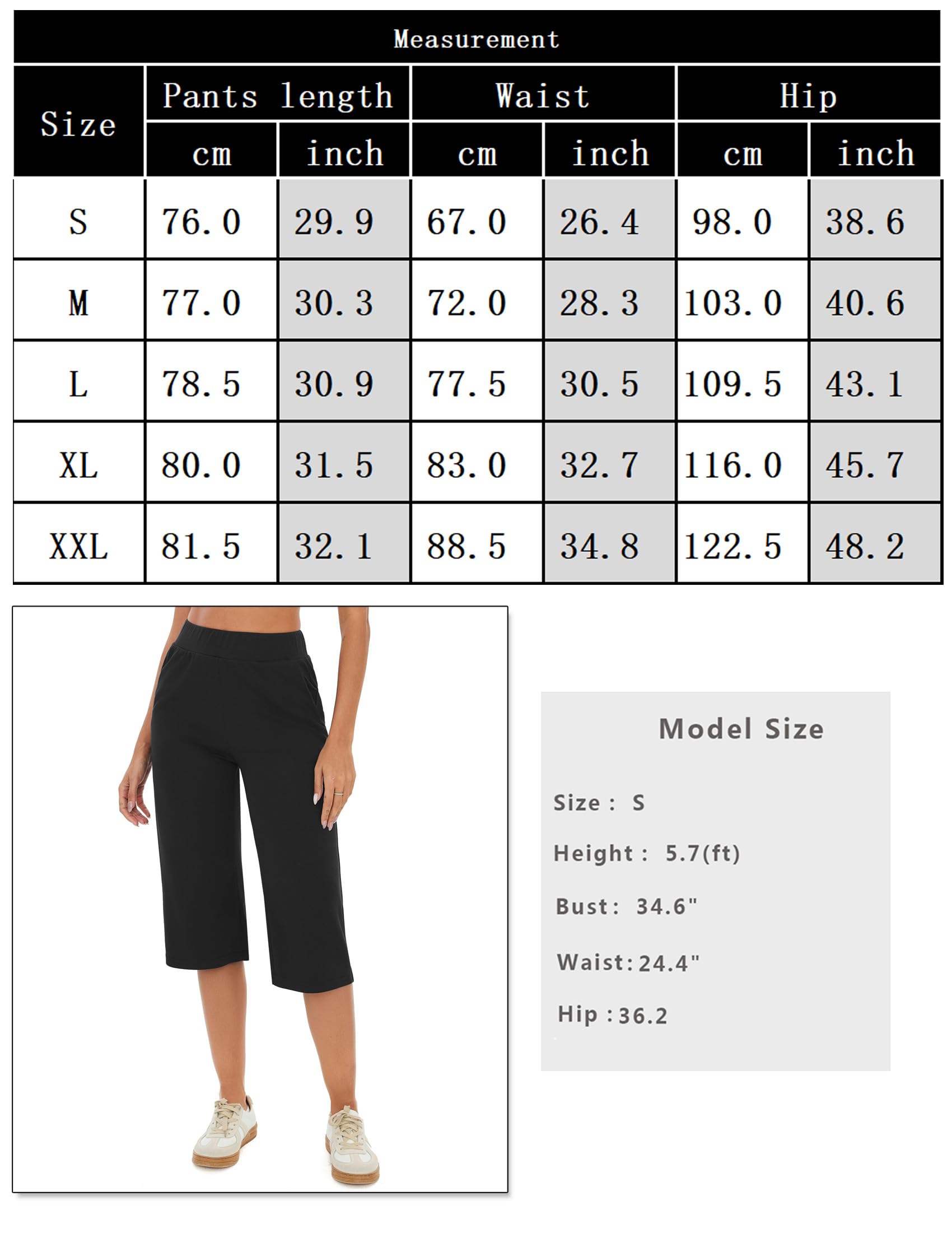 Pantalones Chándal Mujer 3/4 Capri Verano Deportivos con Bolsillos Cintura Alta Elástica Yoga Fitness Correr
