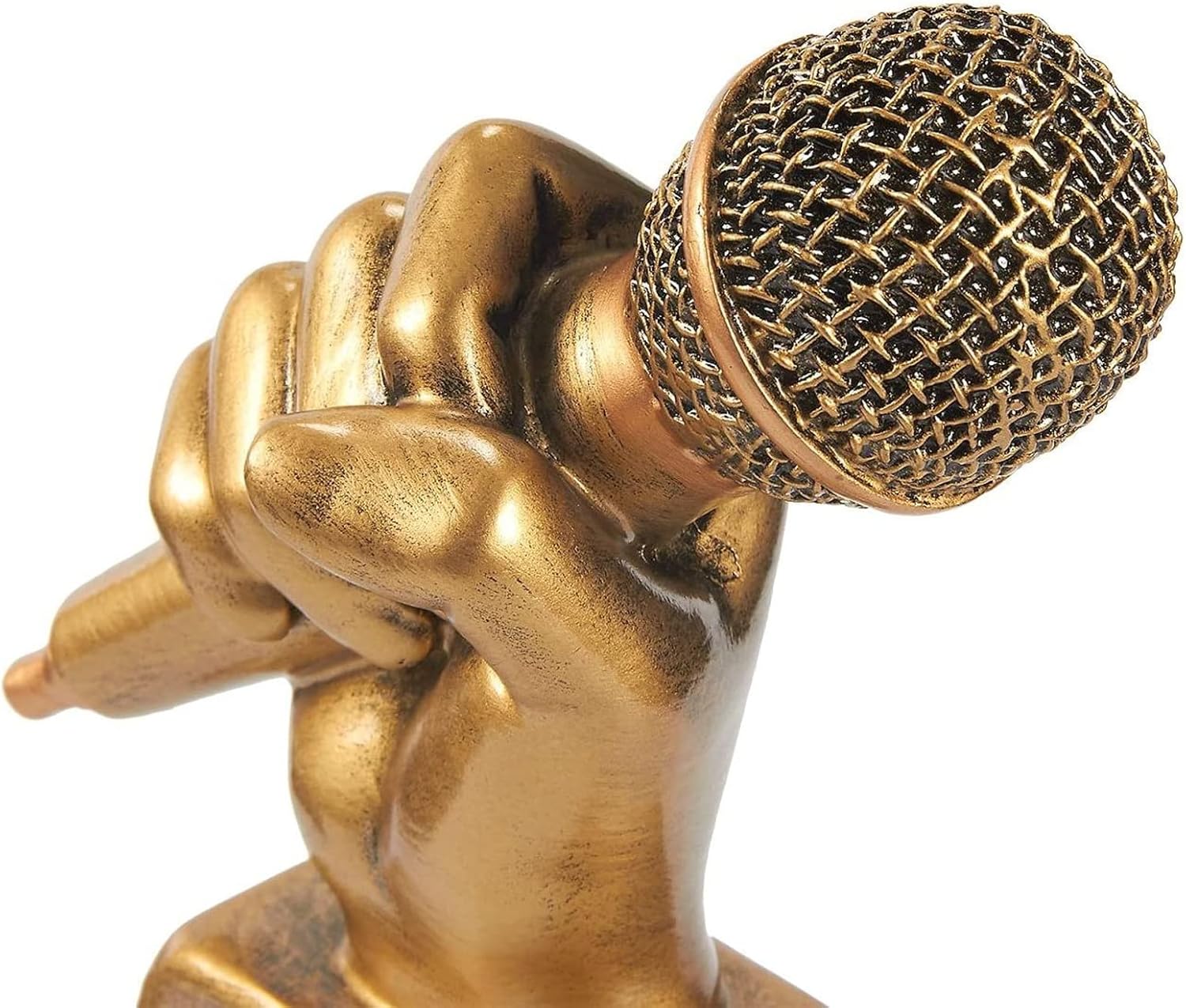 Maplefield Golden Microphone Trophy - Durable Resin Construction & Microphone Trophy Award - Karaoke Party Favors & Gifts - Fun Prize for Adults & Funny Awards - Pack of 1, 5.5 x 4.75 x 2.25 in