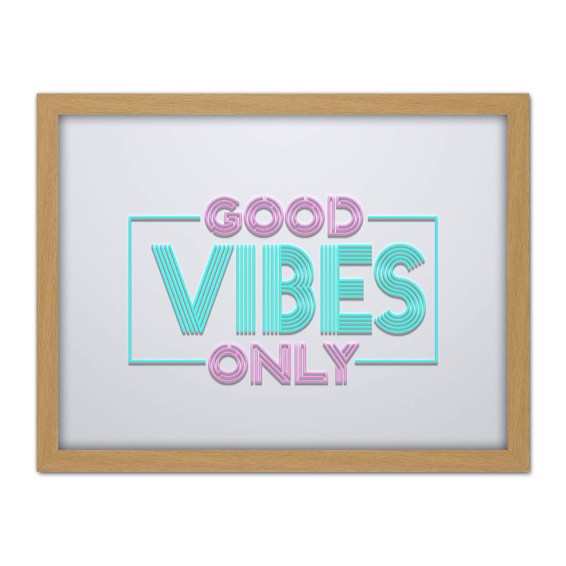 Wee Blue Coo Good Vibes Only Artwork Framed Wall Art Print 18X24 Inch