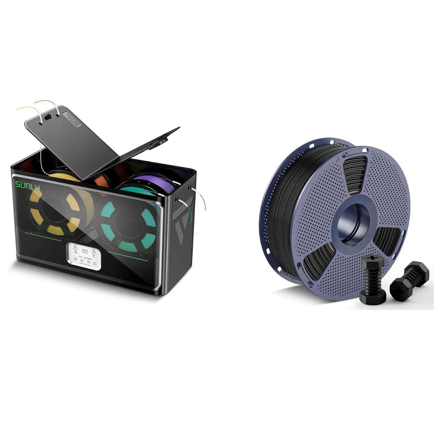 SUNLU 3D Printer Filament Dryer S4 Black and SUNLU High Speed abs Filament Black 1KG