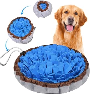 Snuff Mat for Dogs, Reusable, Washable Training Toy for Dogs, Encourages Slow Eating and Foraging Skills, for Large Dogs and Puppies - Blue, 48×48cm