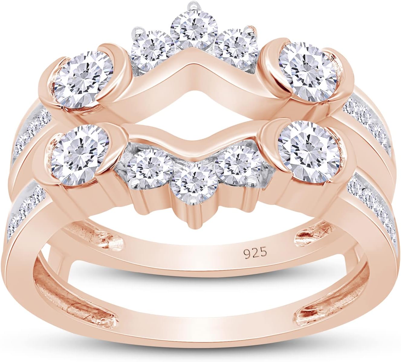 2 1/4 Carat Round White Cubic Zirconia Solitaire Enhancer Guard Ring 14K Gold Over Sterling Silver (2.25 Cttw)
