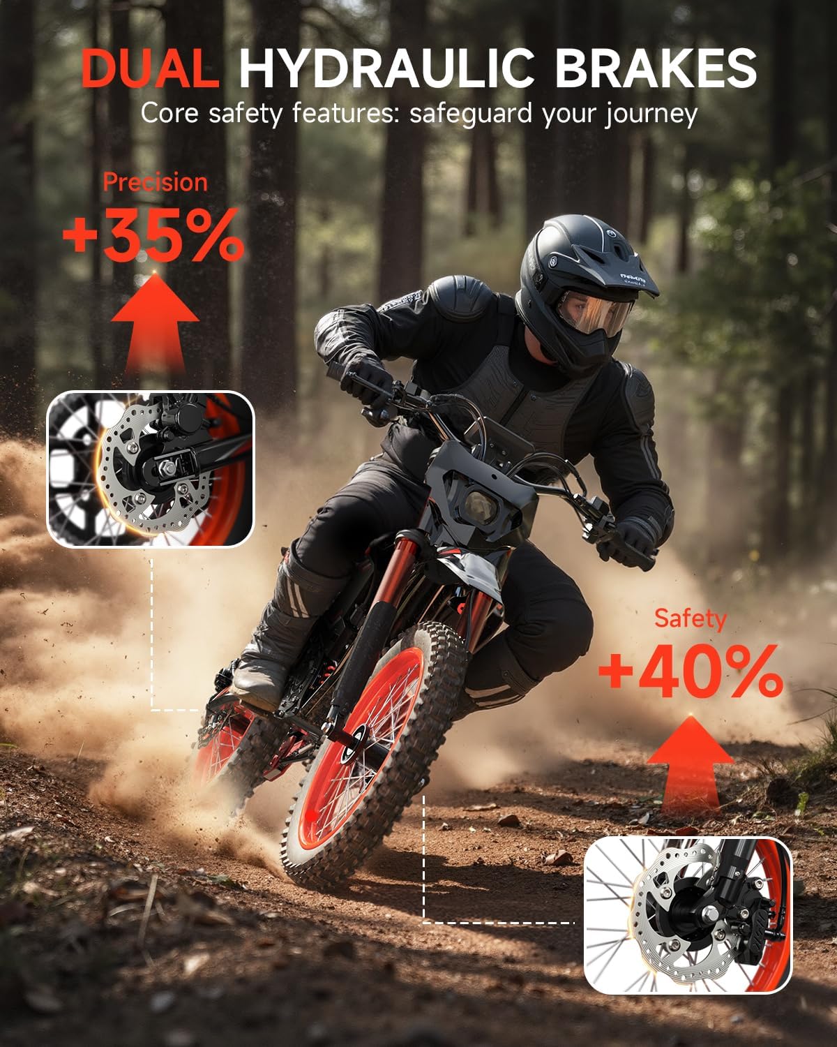 QRONGE X1 Spark Electric Dirt Bike for Teens Adults, 4500W Peak Dirt Bike, 608V 28.8Ah Up to 50MPH & 60 Miles Electric Motorcycle,14"/12" Off-Road Tire E-Bike,Dual Hydraulic Brakes, Full Suspension(M)