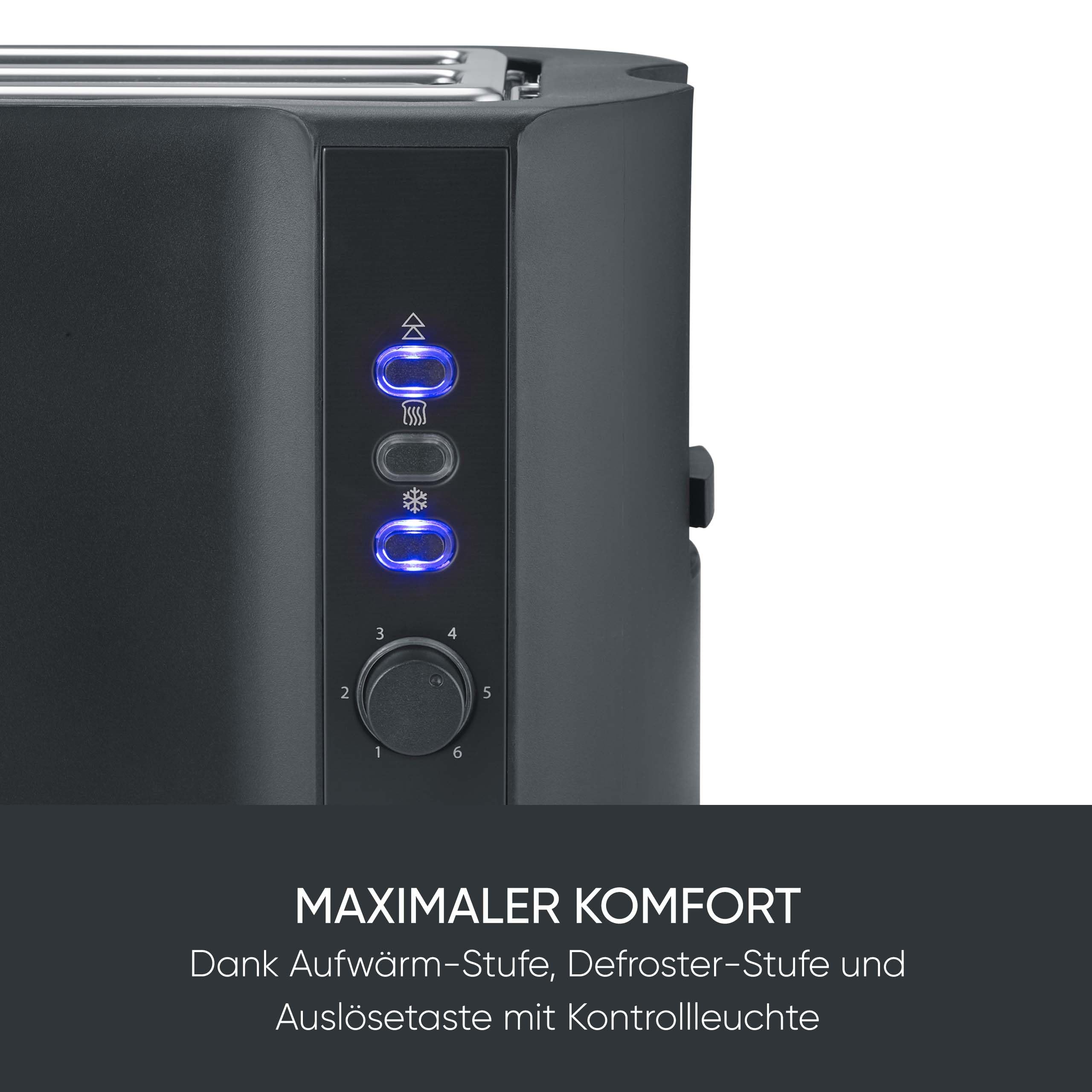 Severin Toaster Langschlitz 4 Scheiben 1400 W Schwarz Matt AT 2591