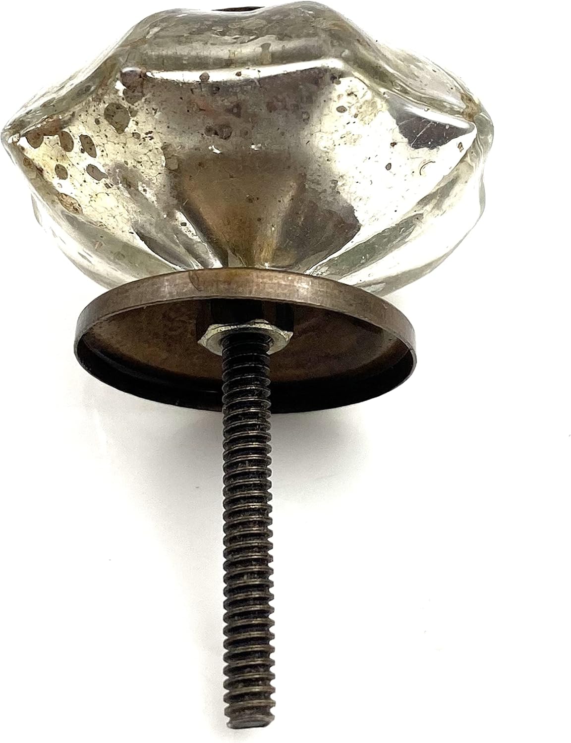 Shabby Restore Antique Chrome Color Mercury Glass Distressed Dresser Knob, Cabinet Pull - Pack of 10