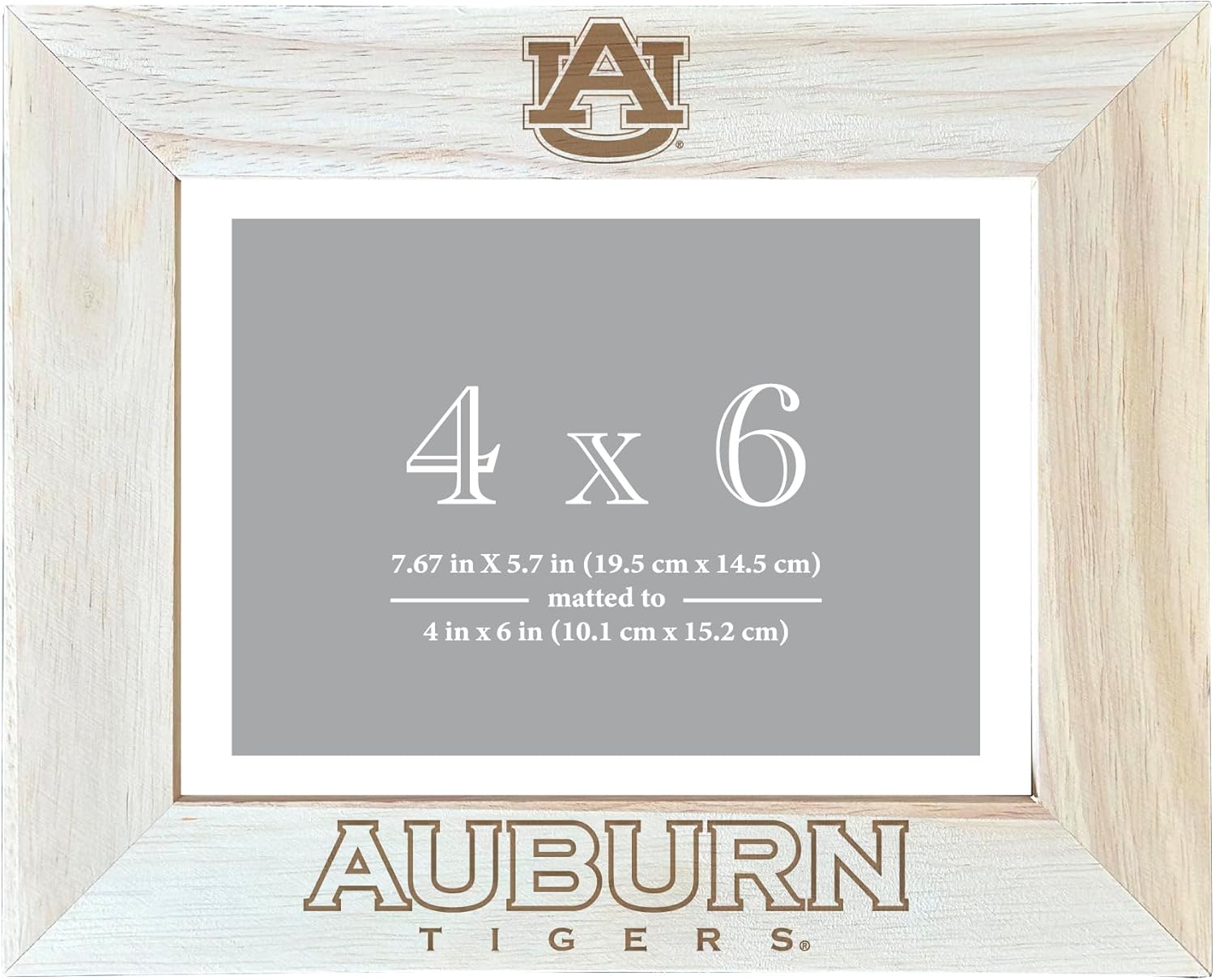 R and R Imports Auburn Tigers Wooden Photo Frame Etched Design Matted to 4 x 6 Inch Officially Licensed Collegiate Product