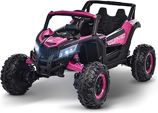 Blitzshark 24V Kids Ride on UTV 4WD Electric Off-Road Vehicle, with 4X200W Powerful Motors, 7AH Big Battery, 5 MPH MAX Speed, Remote Control, EVA Tires, Leather Seat, Metal Suspension, Music, Pink