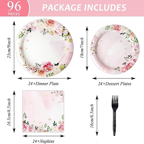 Vista 198 de gisgfim 96 Pcs Thanksgiving Fall Plates and Napkins Party Supplies Autumn Leaves Tableware Set Thanksgiving Pumpkin Maple Party Decorations Favors