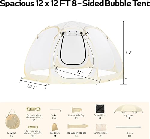 Miniatura 6 de Pop Up Bubble Tent, Instant Igloo Tent Suitable for 4-6 People, Screen House for Patios, Cold