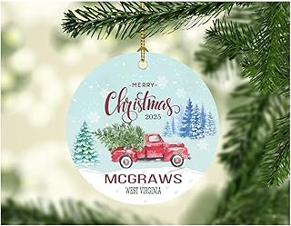 Christmas Ornaments Tree 2025 City State Ornaments McGraws West Virginia Ornament Rustic Xmas Holiday Party Decorations Funny Gift Together Family MDF 3" White