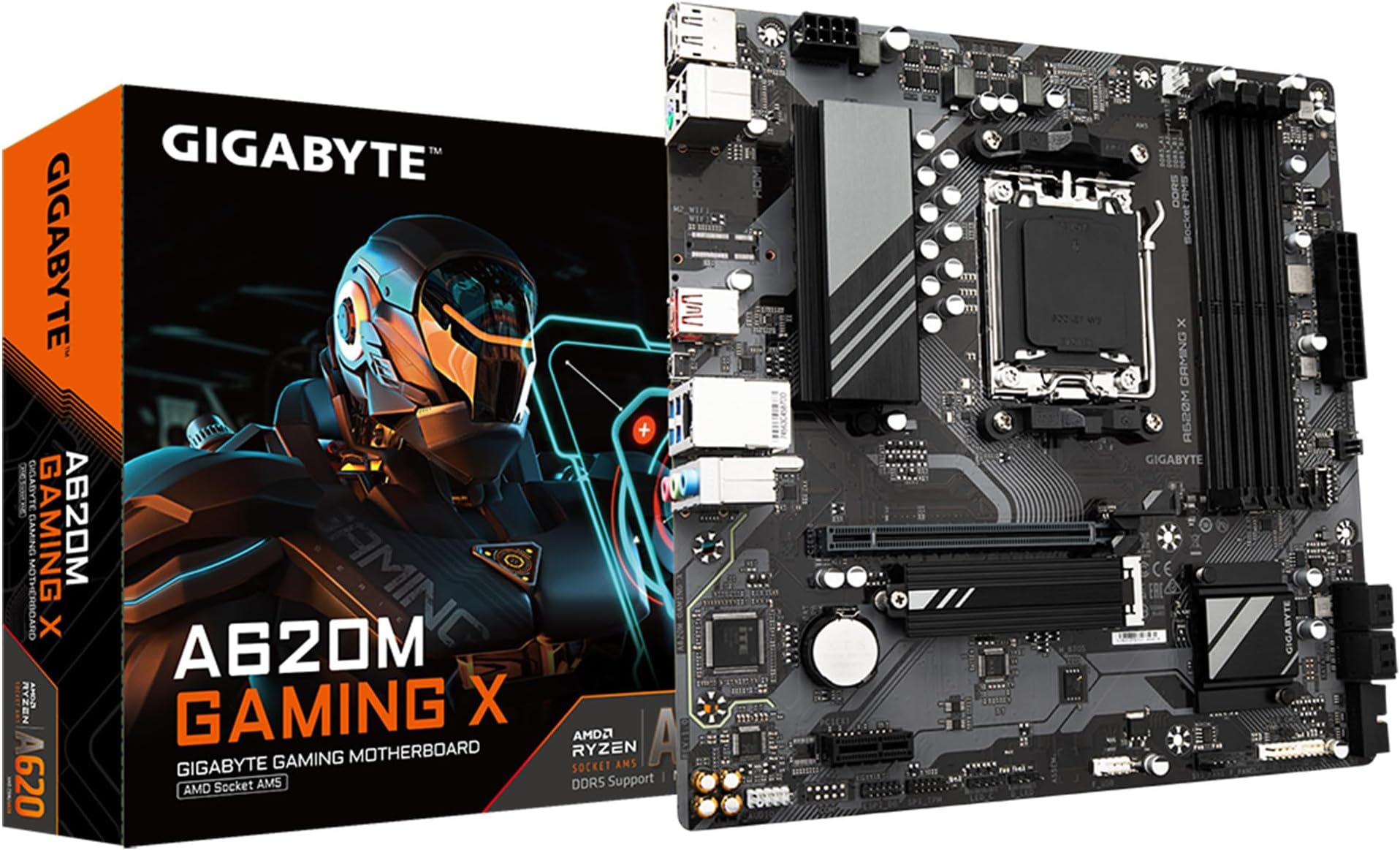 GIGABYTE A620M Gaming X AMD A620 Micro ATX Motherboard with DDR5, PCIe 4.0, USB 3.2 Gen1x2 Type-C, 5-Year Warranty