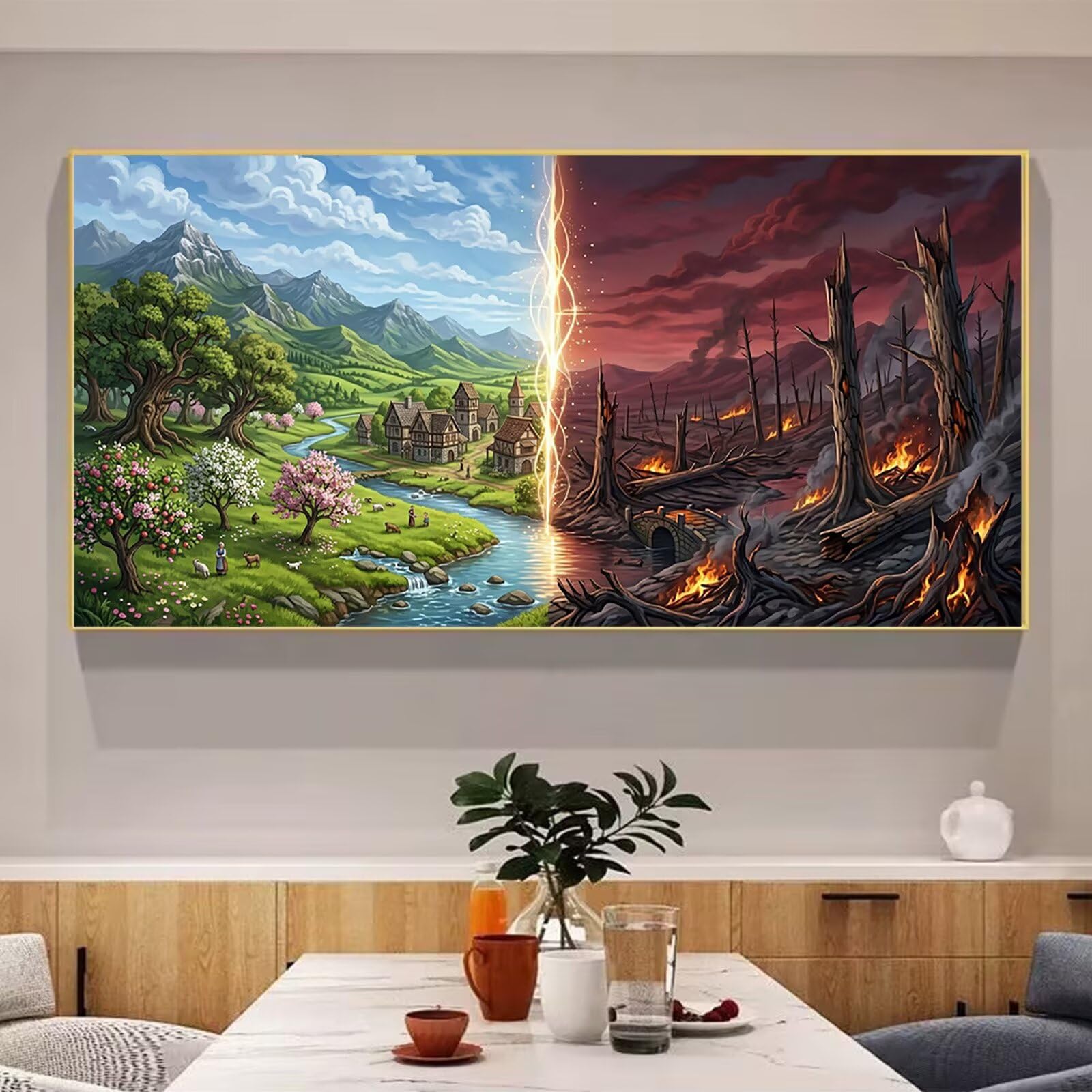 Diamond Painting Landschaft Diamant Painting Bilder, 5D Fantasie Runder Full Drill DIY Set Erwachsene Diamanten Kinder Bastelset, Kreatives für Erwachsene für Home Decor Wand Deko, 60x120cm, Cod-873