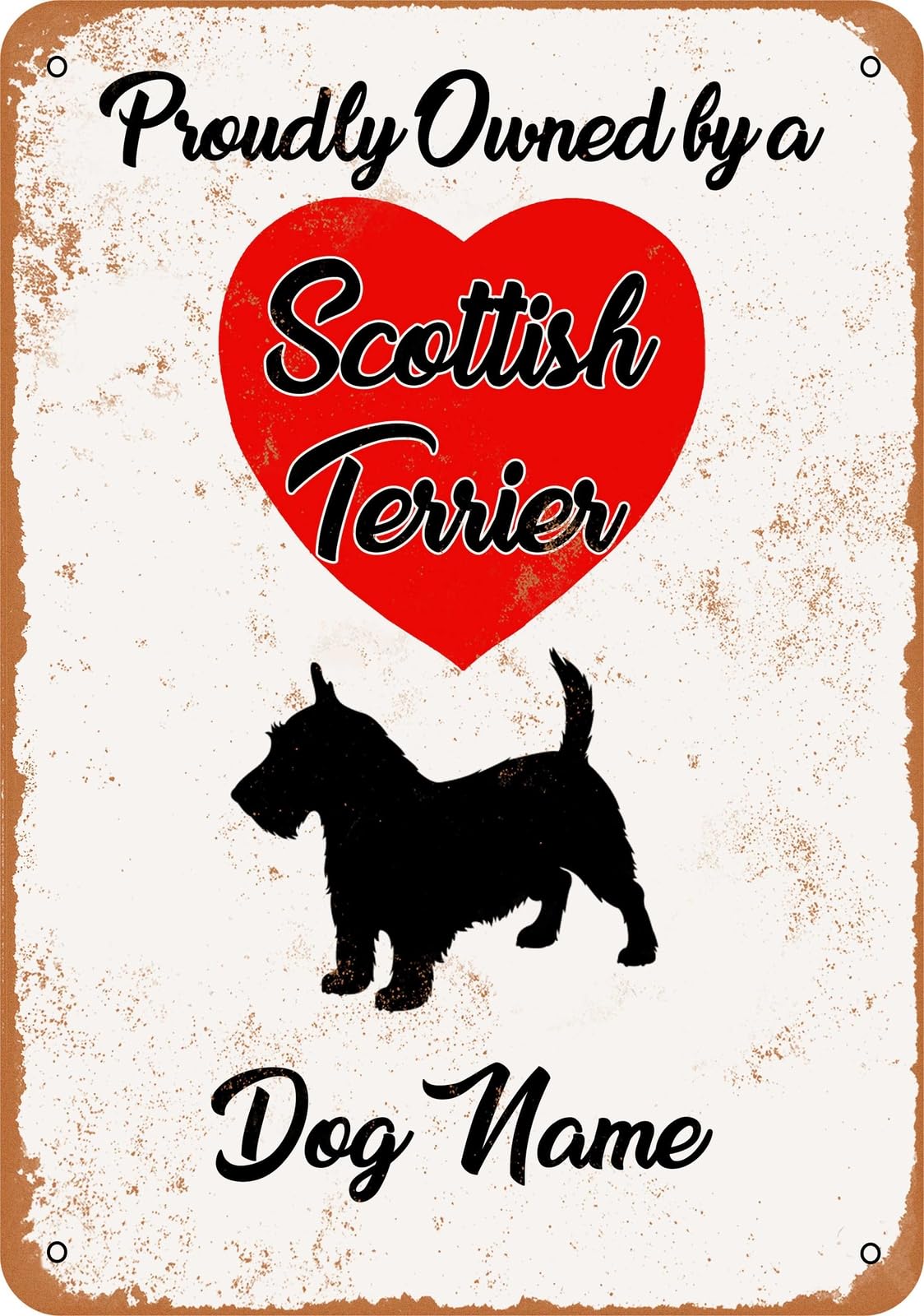 Miaomansenstore Metal Sign - Custom Dog Name - Scottish Terrier - Vintage Look Home Decor