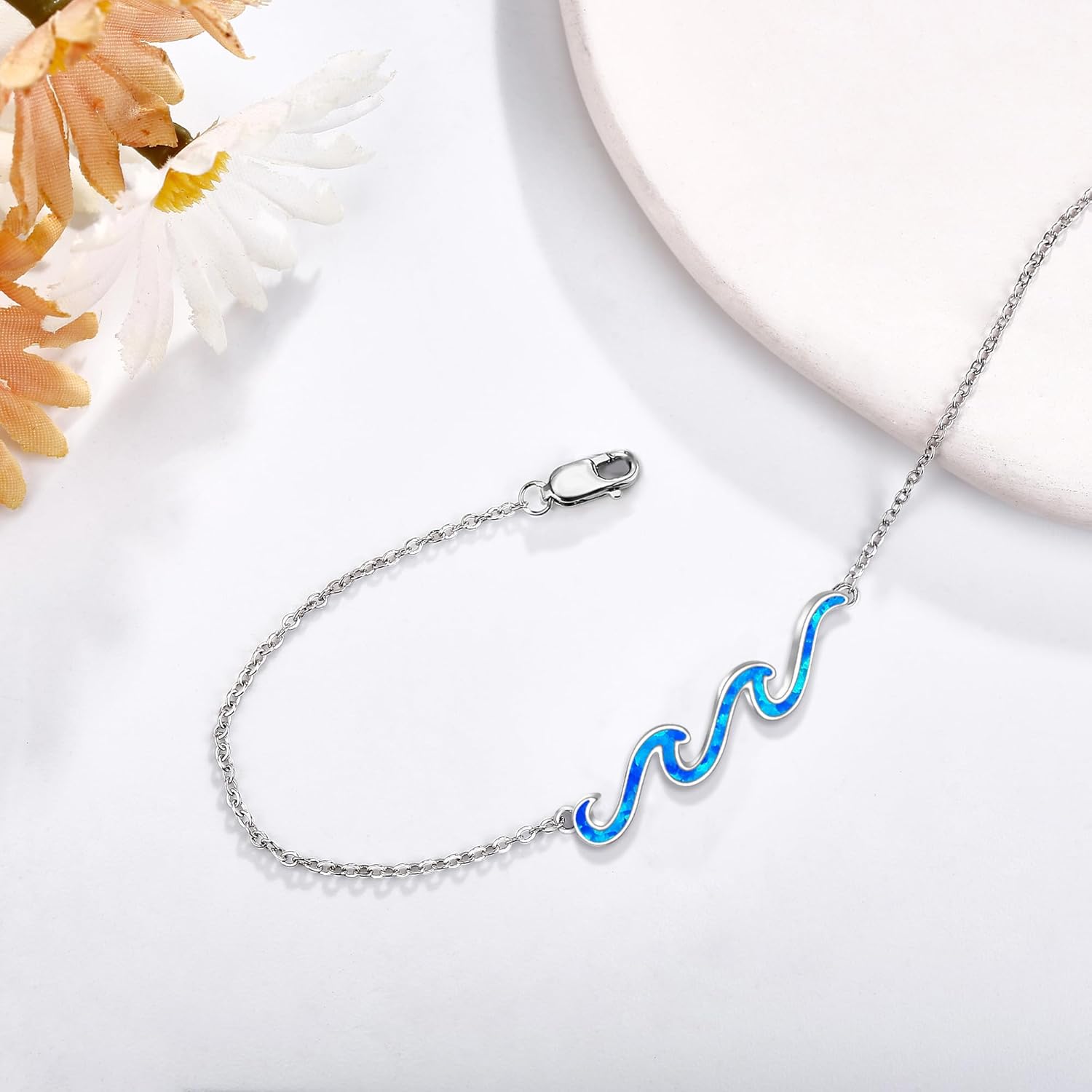 YFN Wave Anklet 925 Sterling Silver Ocean Wave Anklet Beach Jewelry for Women Gifts - Image 3