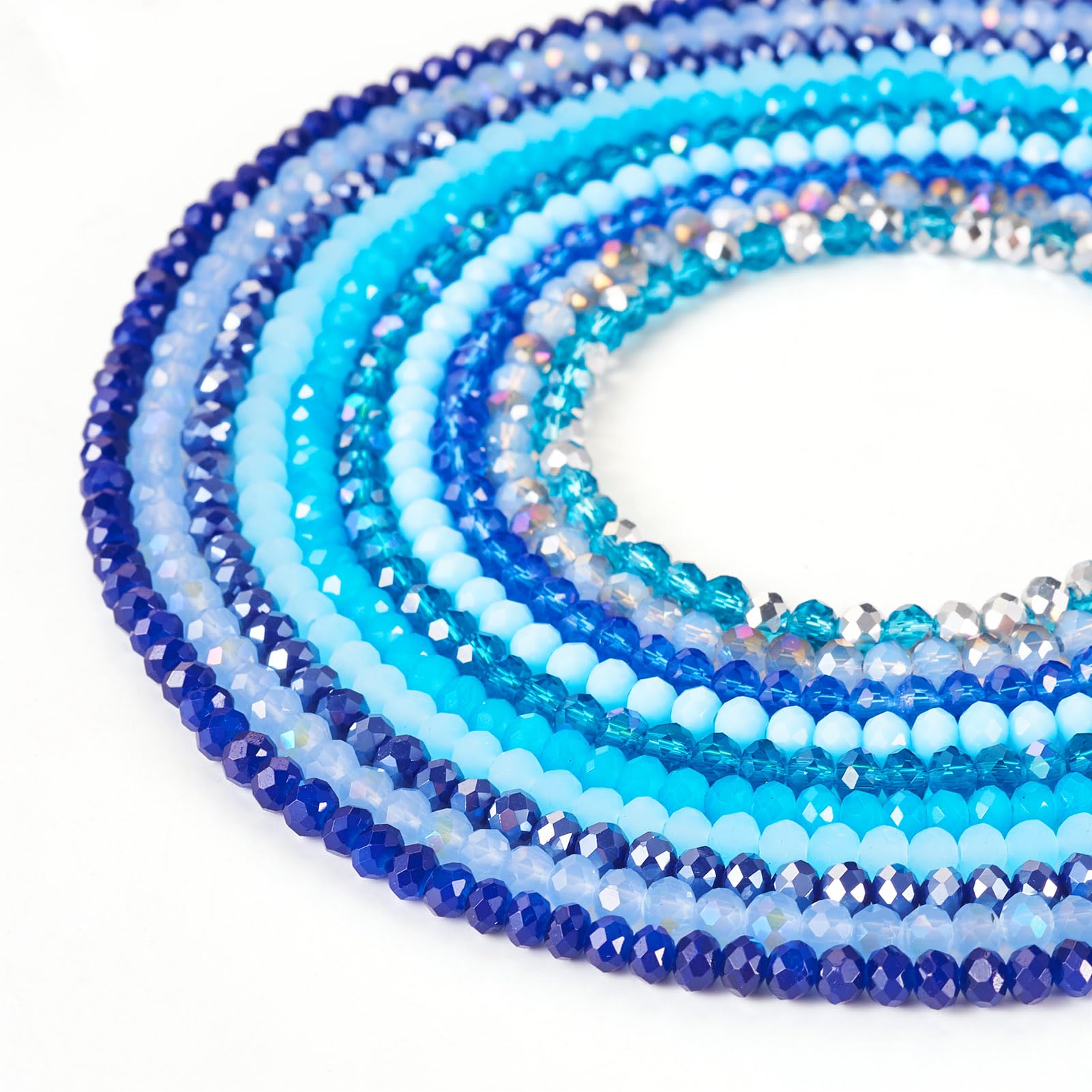 10 Fili Perline Di Cristallo Sfaccettato 3.5-4mm - Colorate AB Per Bigiotteria Fai Da Te