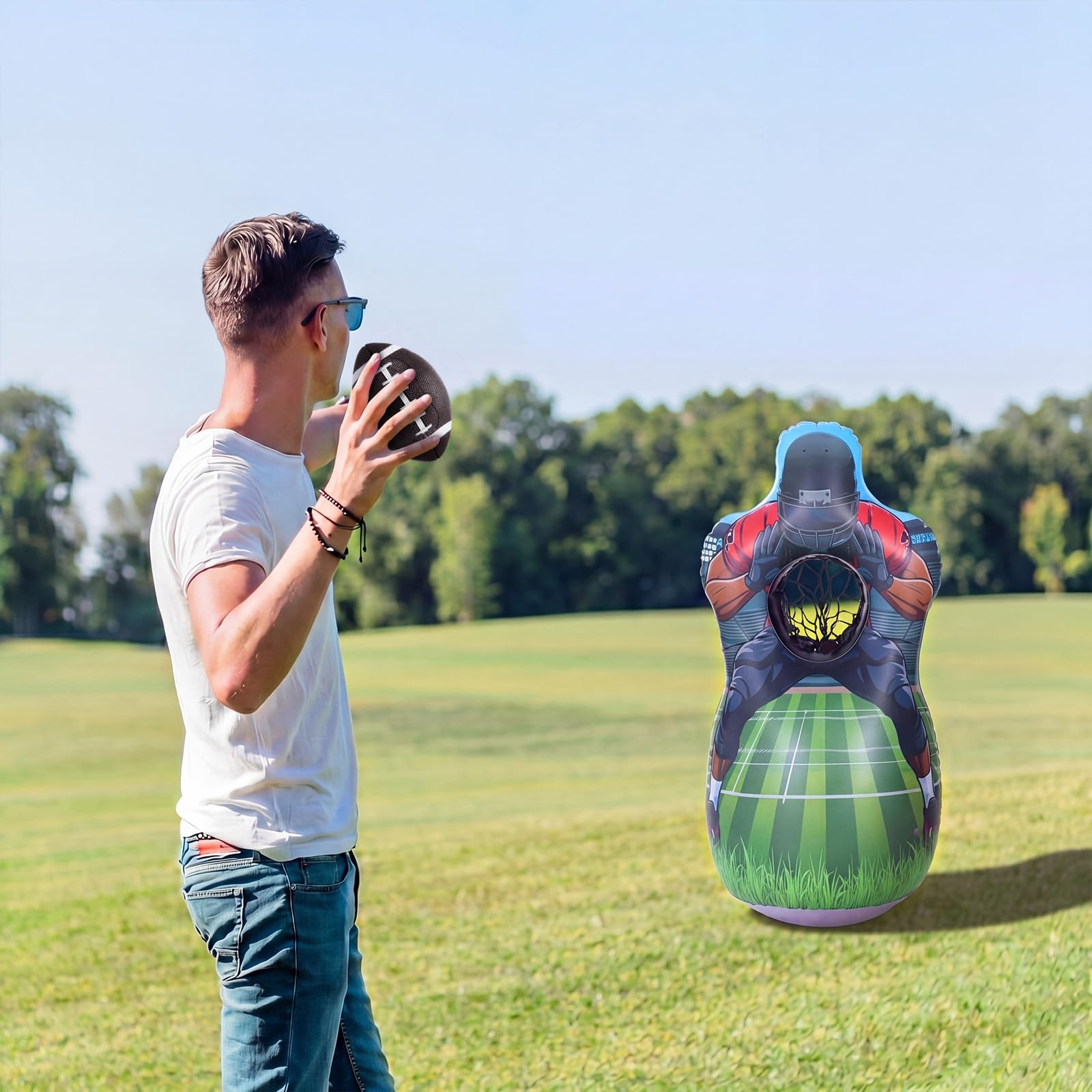 Juego inflable de lanzamiento de béisbol de doble cara con 6 bolas, bomba de aire, embudo, juegos de lanzamiento para interiores, exteriores, patio trasero y recuerdos de fiesta