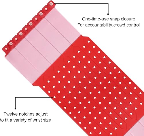 Miniatura 3 de 100 pulseras de vinilo para identificación de hospital, pulsera médica ajustable impermeable, pulsera desechable para hospital (color rojo)