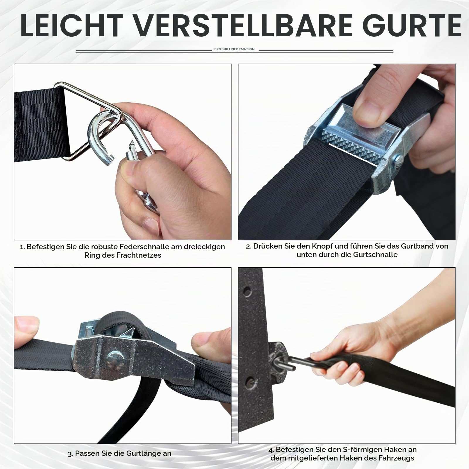 Gepäcknetz für Pickup LKW Ladefläche Verstellbar Schwerlast Anhängernetz Reißfest Heckklappe Frachtnetz Verstellbar für Pickup LKW Anhänger inkl 4 Festen Gurten - 167cm x 127cm