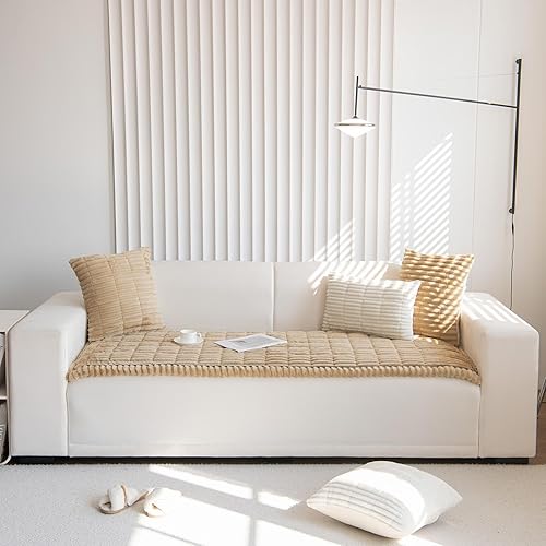 Miniatura 6 de Funda para sofá lavable para perros, funda antideslizante para sofá de 3 cojines, protector de muebles (1 unidad de 27.5 x 70 pulgadas, caqui)