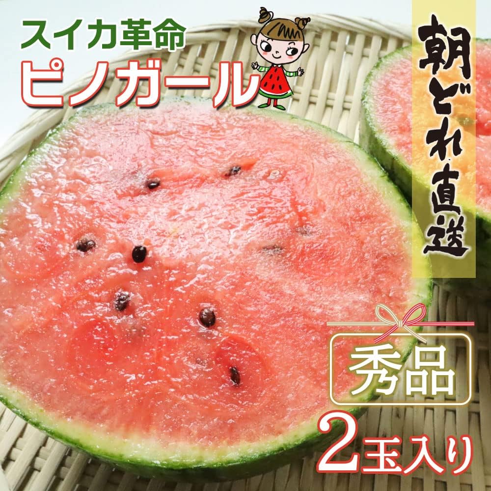 B-TOPAZ スイカ ピノガール 小玉スイカ 秀品 2玉入 2025年度 青森県産 種ごと食べれる すいか 西瓜 朝どれ 農家 オガサワラファーム