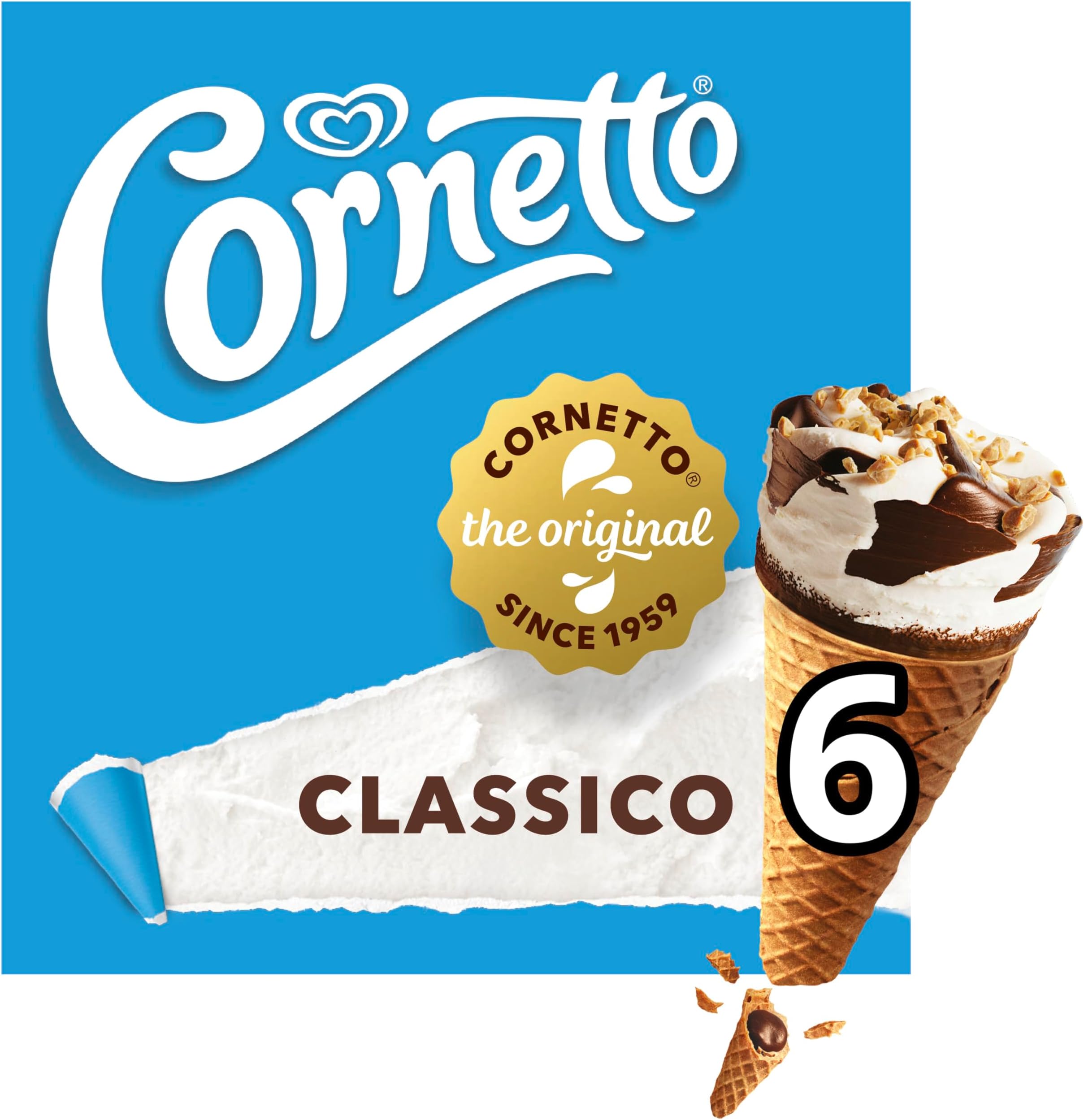 Cornetto 6 Classico Ice Cream Cone, Pack of 6