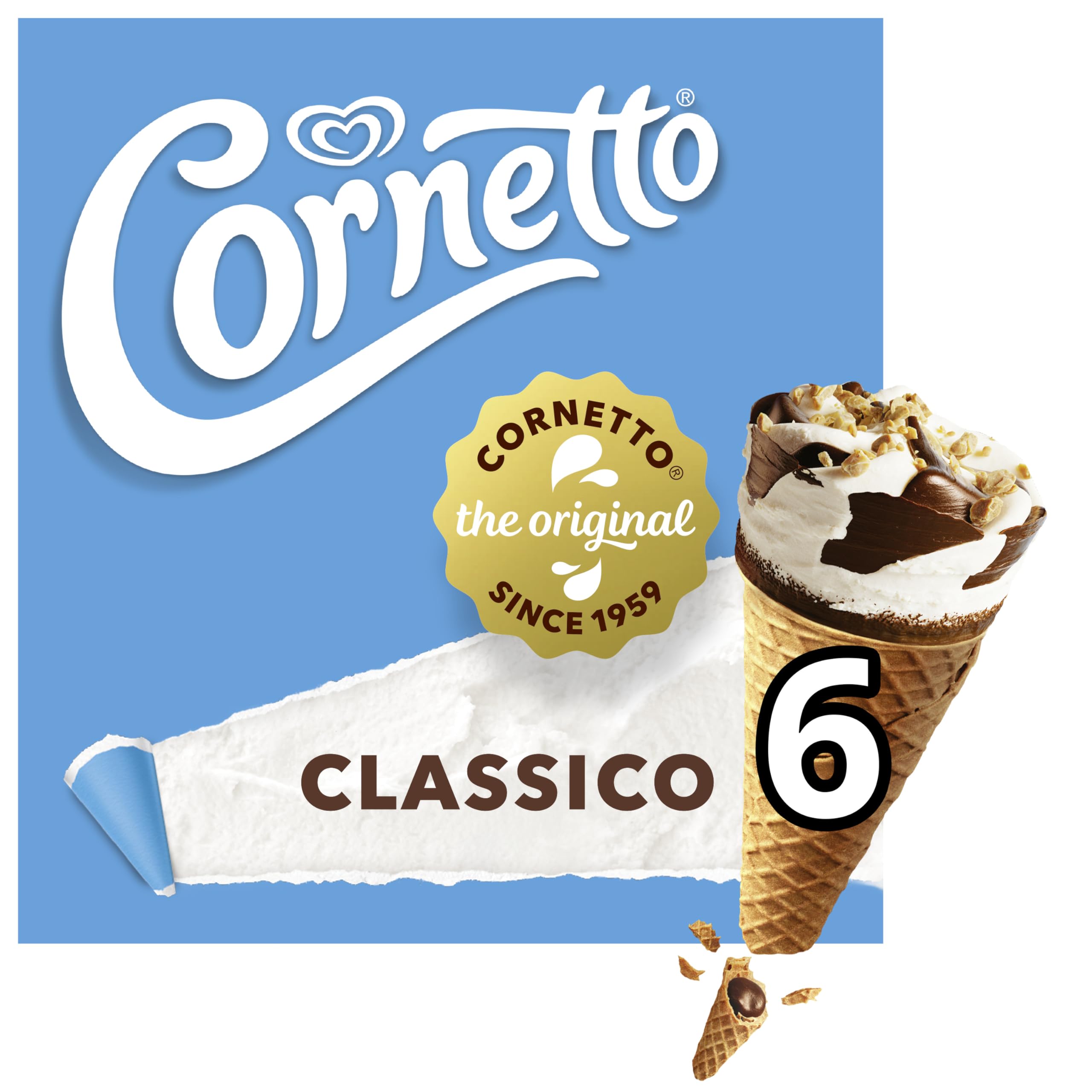 Cornetto 6 Classico Ice Cream Cone, Pack of 6