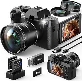 Compact Digital Photography Camera 4K WiFi Webcam Vintage Vlog Video Recorder 48MP Camcorder 16X Zoom