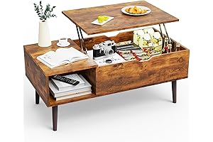 Rustic Boho Living Room Lift Top Coffee Table with Hidden Storage