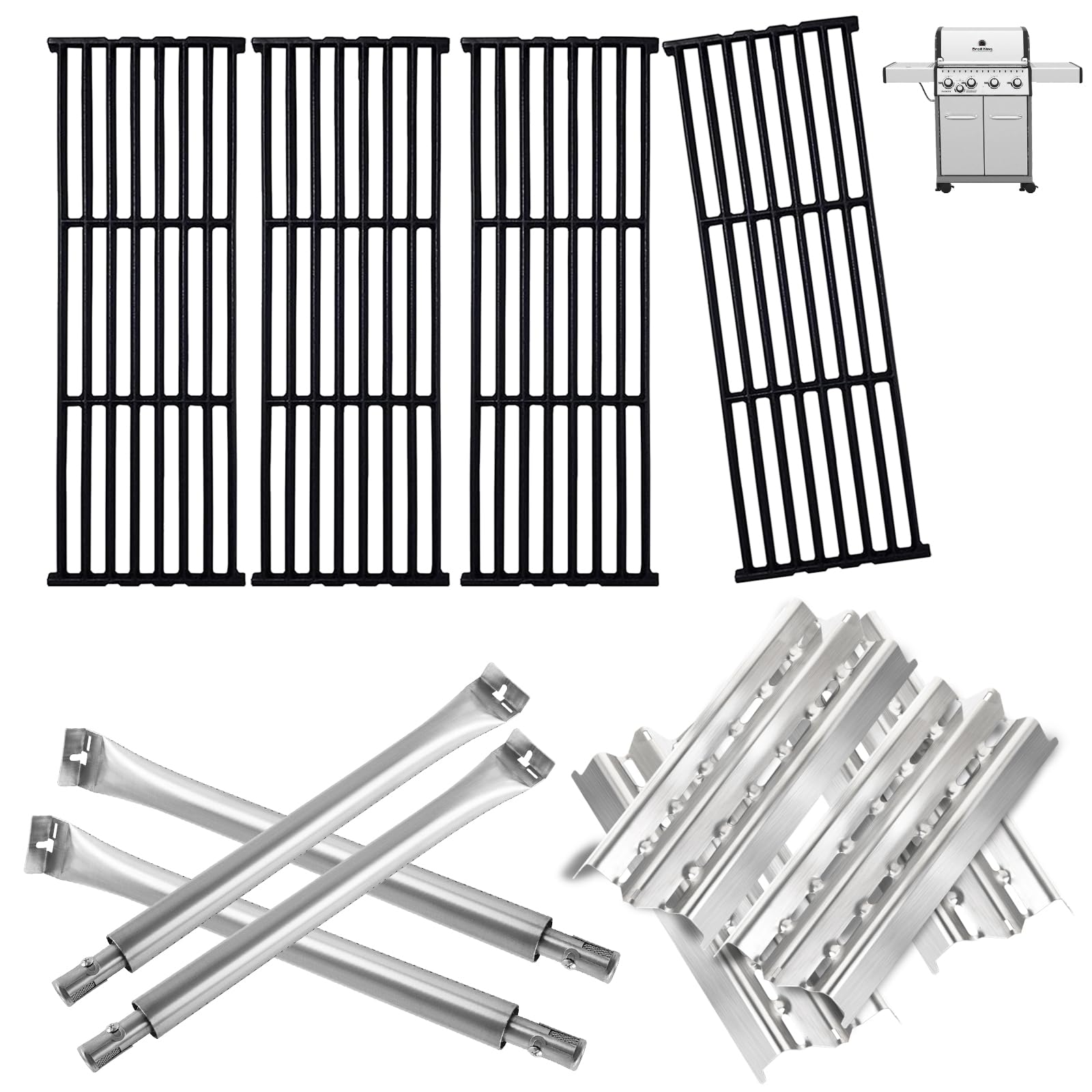 Photo 1 of Grill Parts for Broil King 9221-64 9215-54 9221-54 9221-67 9235-24, Baron 320 340 420 440 Regal 490 Parts, for Broil King Baron Replacement Grill Grates & Stainless Steel Heat Plates/ Burner Tubes