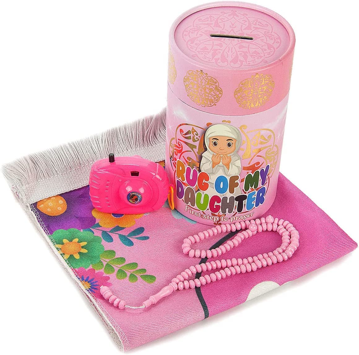 Children's prayer rug with digital Tasbih and camera for Ramdan gift (Pink Girls)