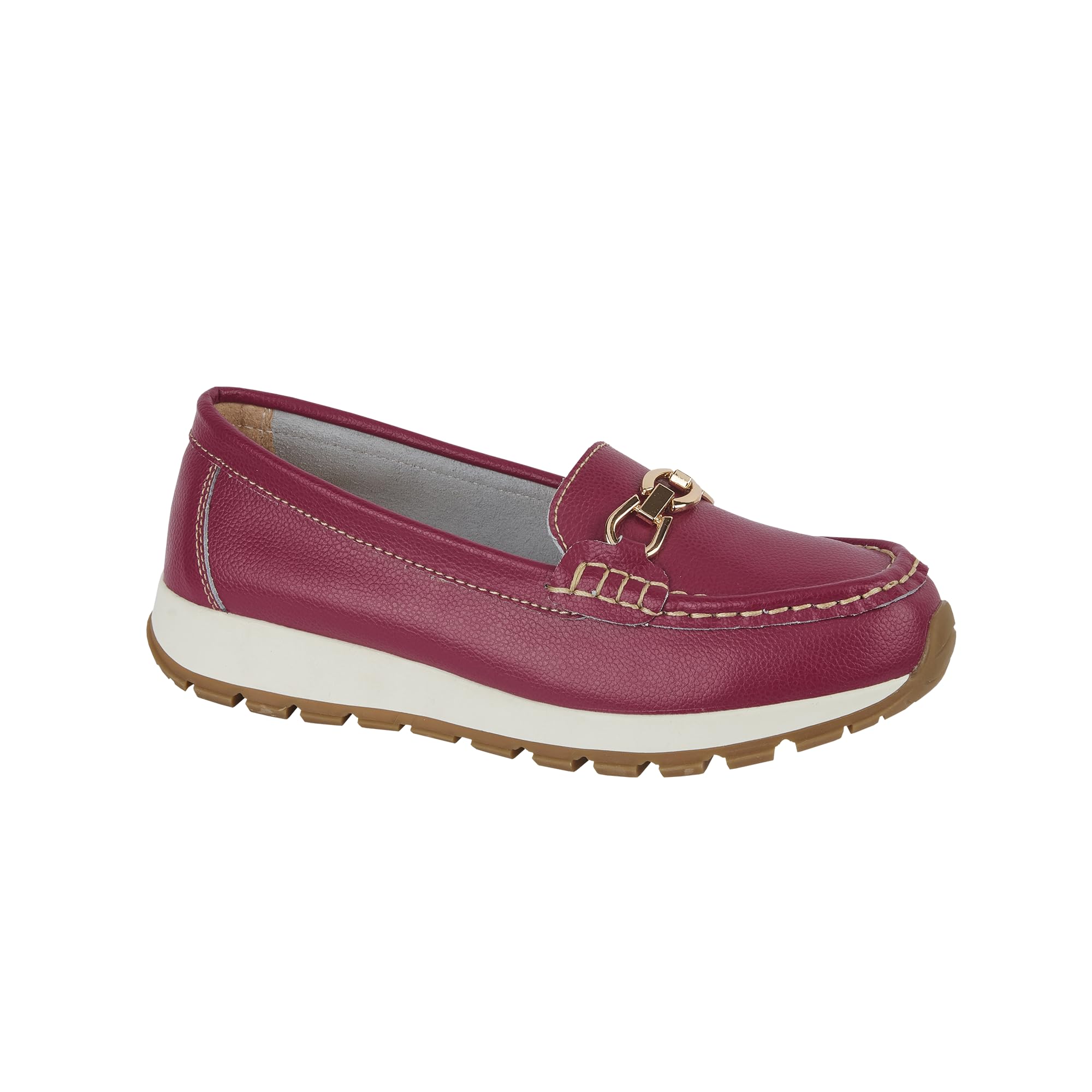 Ladies Casual Slip-On Smooth Leather Comfort Sporty Wedge Loafer with Chain Trim Sizes 4-8-image-29