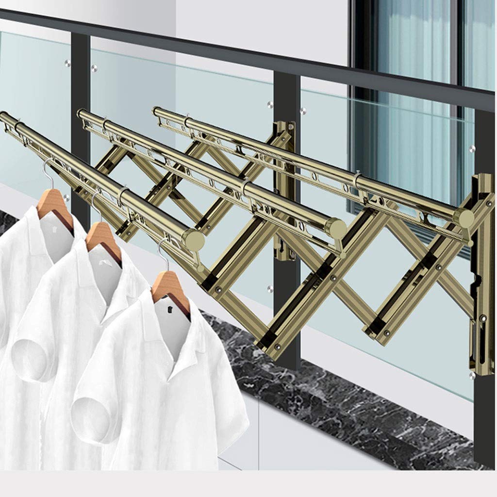 FAXIOAWA Kleiderständer, Wäscheständer, Wäscheständer, Push-Pull-Wäscheständer, Balkon-Außen-Teleskop-Wand-Wäscheständer, ausziehbarer, zusammenklappbarer Wäscheständer