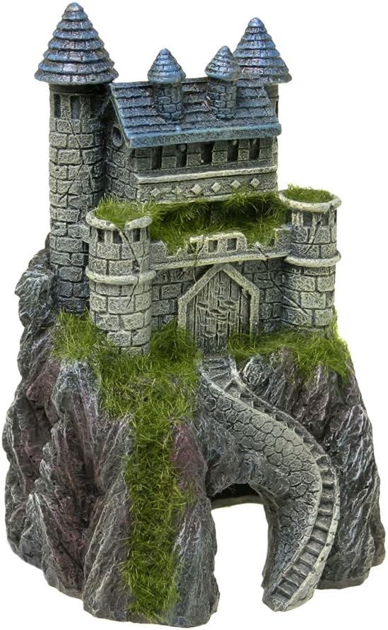 Blue Ribbon EE-1123 Exotic Environments Mountain Top Castle with Moss Aquarium Ornament