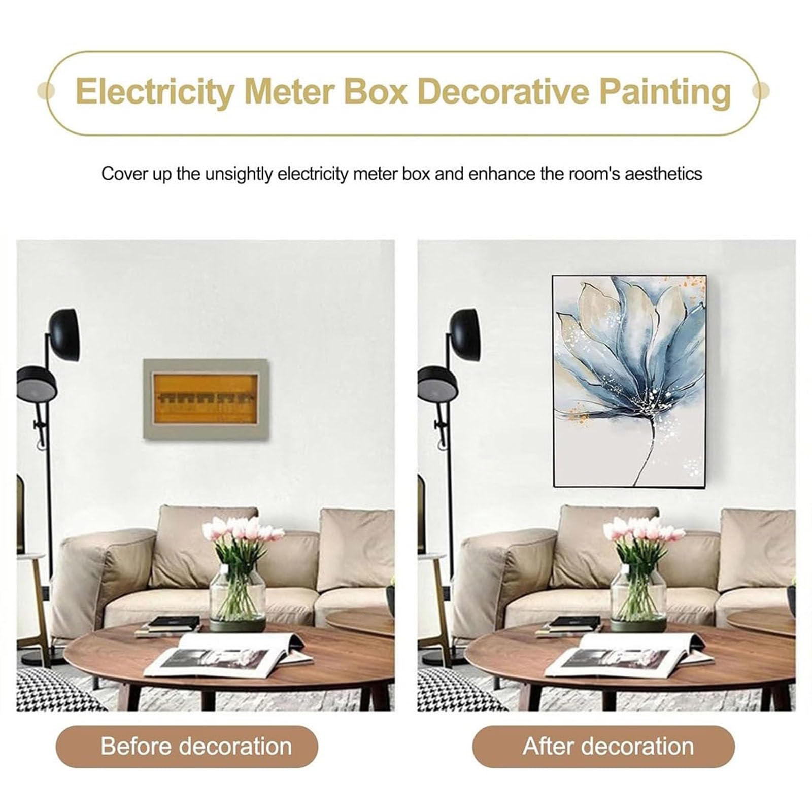 Electrico Decorativos Tapa Cuadro Electrico Cubierta Cuadro Caja Medidor Versión Vertical Sin Perforación Impermeable a Prueba de Polvo Varios Estilos,005,30x40/11.8x15.7in