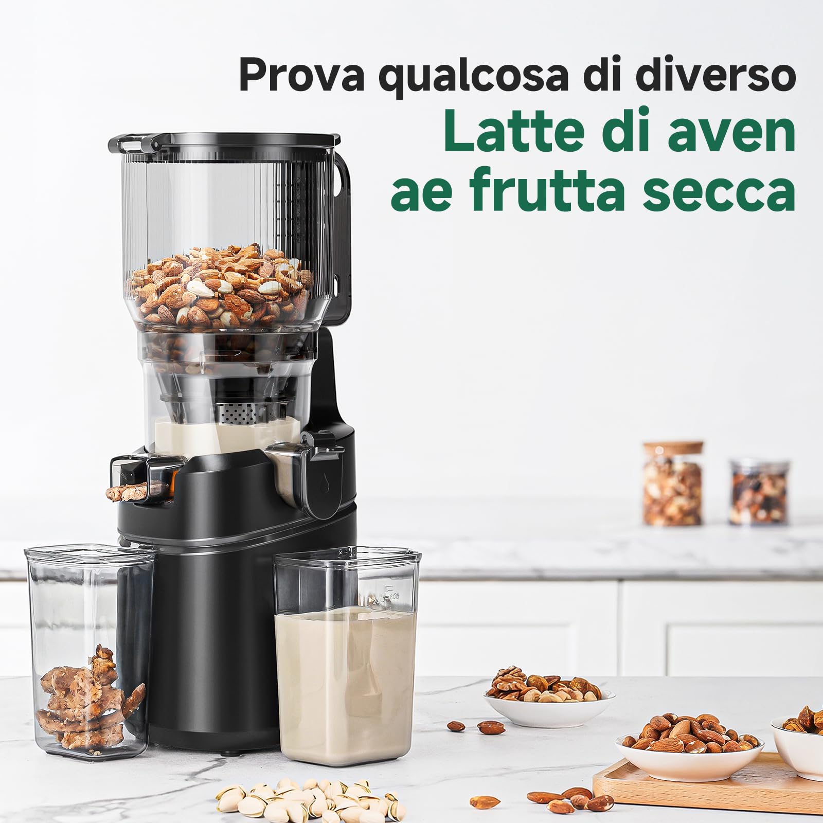 AMZCHEF Estrattore Automatico, Apertura 150MM e Capacità 2L Estrattore Frutta e Verdura Intera, 250W Estrattori di Succhi Professionale con Triplo Filtro - Nero