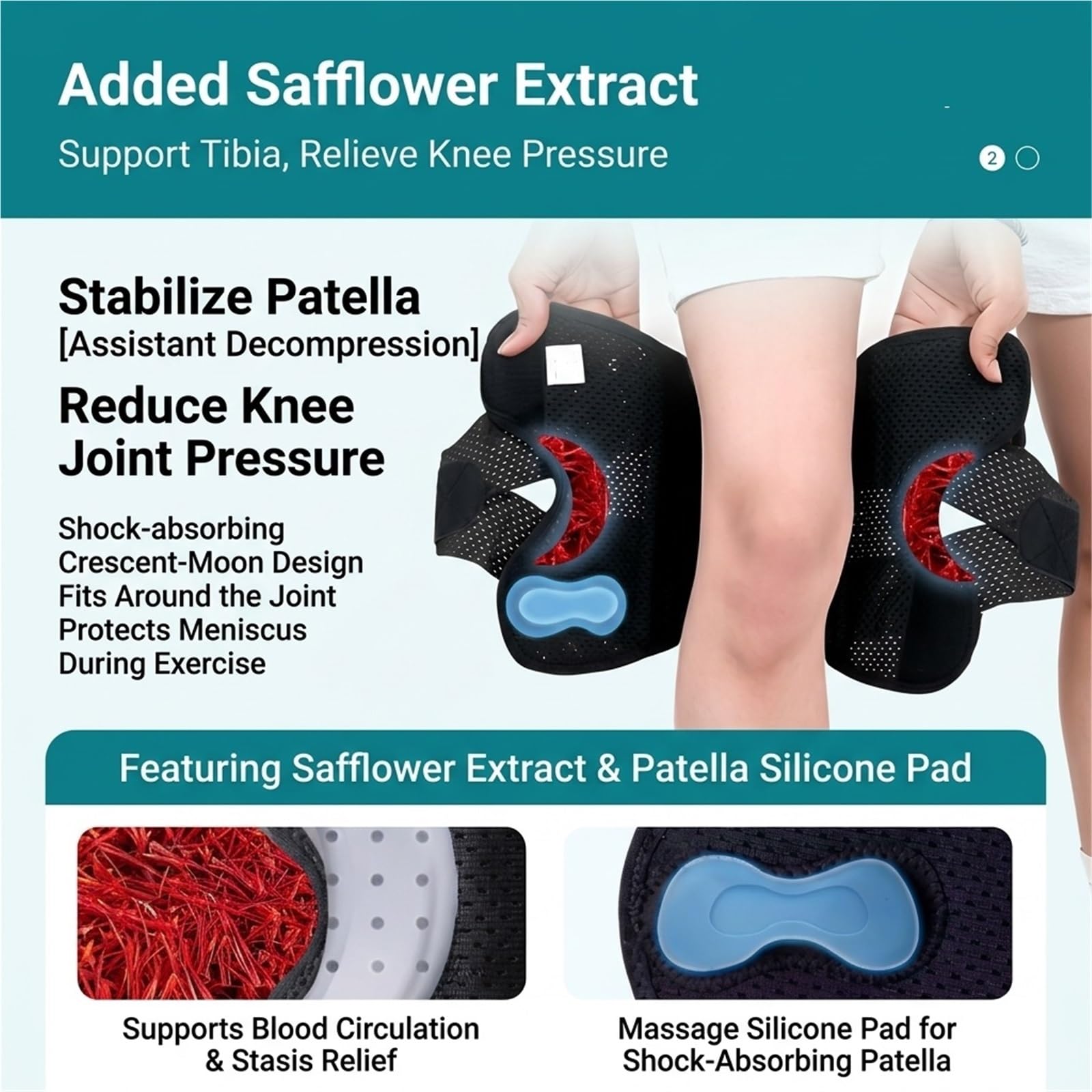 Kniebandage für Damen und Herren, verstellbar, mit seitlichen Stabilisatoren, geeignet zum Laufen, Fußballspielen, Basketballspielen, bei Meniskusriss, Arthritis, Kreuzbandschmerzen, einzelnes Kn
