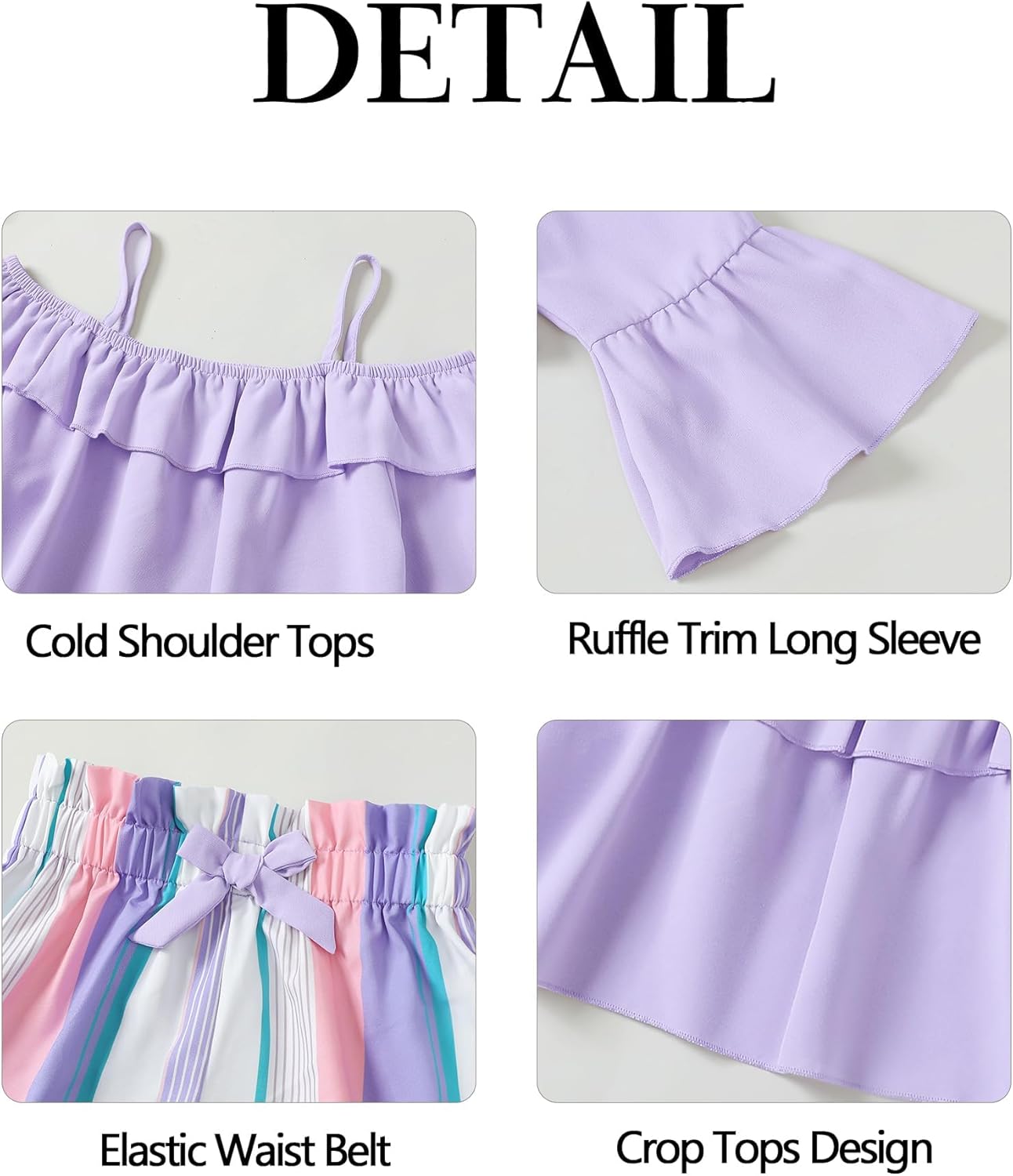 Girls Summer Clothes 2 Piece Cute Outfits Kids Boho Floral Print Long Sleeve Crop Top Shorts Clothing Set - Image 6