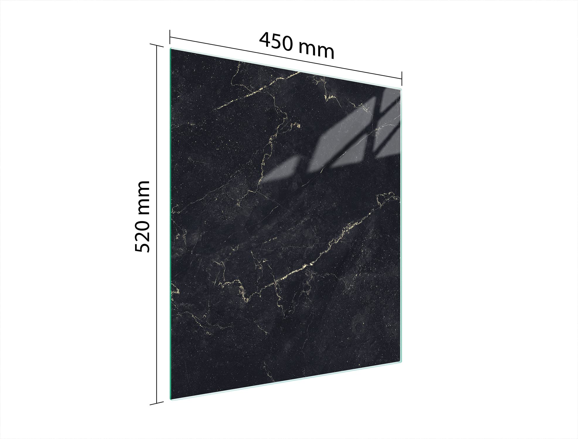 Herdabdeckplatte Einteilig 45x52 cm Ceranfeld Abdeckung Glas Spritzschutz Abdeckplatte Glasplatte Herd Ceranfeldabdeckung Deko Gehärtetes Glas 4 mm Marmor Schwarz