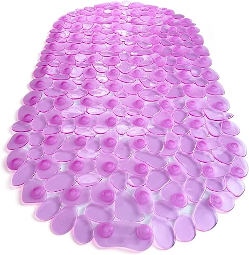 Miniatura 27 de Tapete antideslizante para bañera/ducha "Pebbles" de 27.5 x 14 pulgadas, rectangular, no tóxico, seguro, limpio, lavable a máquina, agarre y drenaje