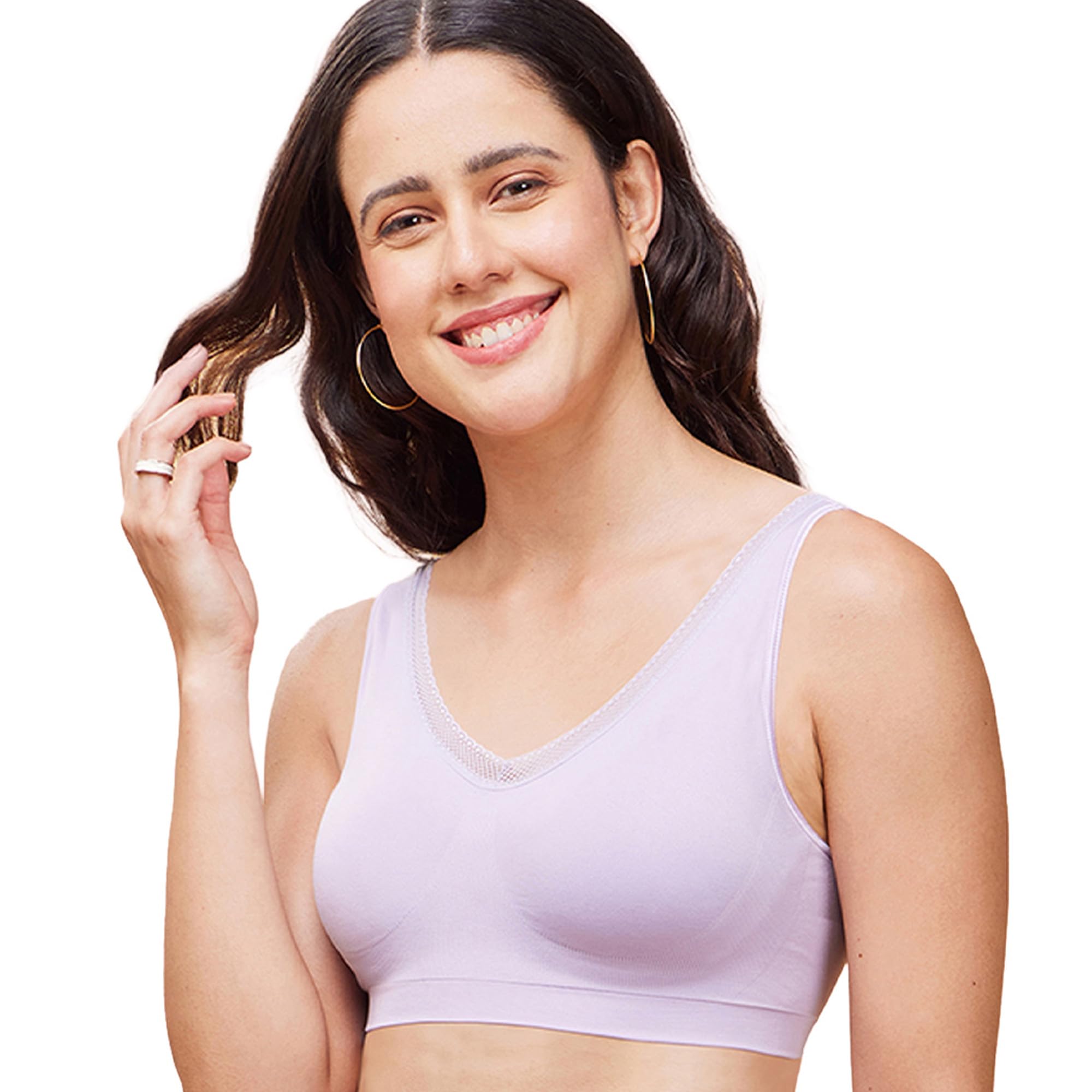 Innovations Flexifree, Plunge, Ultra Comfort Women's Bralette - No-Pinch, No-Dig, 360 Degree Flex, Seamless Lift, Fixed Cup, Padded, Wirefree, High Coverage - F137-image-23