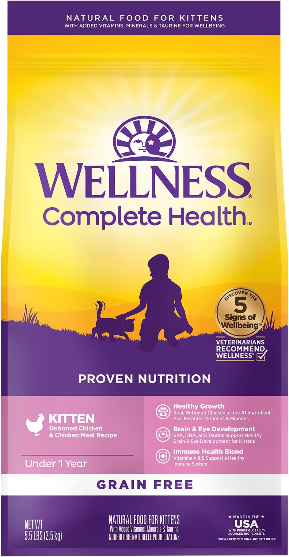 Complete Health Kitten Dry Cat Food, Natural, Grain Free Kibble, Chicken Recipe, 5.5 lb Bag