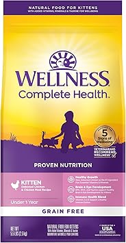 Wellness Complete Health Kitten Dry Cat Food, Natural, Grain Free Kibble, Chicken Recipe, 5.5 lb Bag