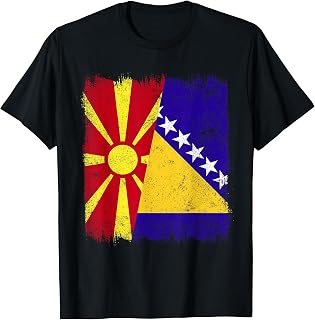 North Macedonia Bosnia and Herzegovina Half Flag T-Shirt