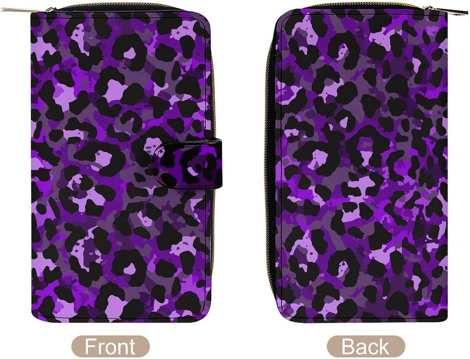 Purple Cheetah Leopard Print Leather Multifunctional Wallet, Portable And Large Capacity